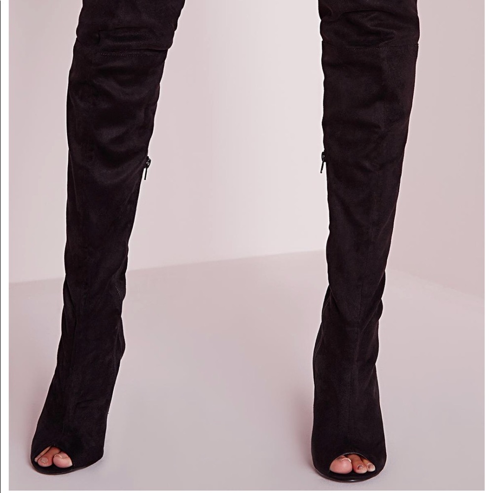 over the knee boots with open toe